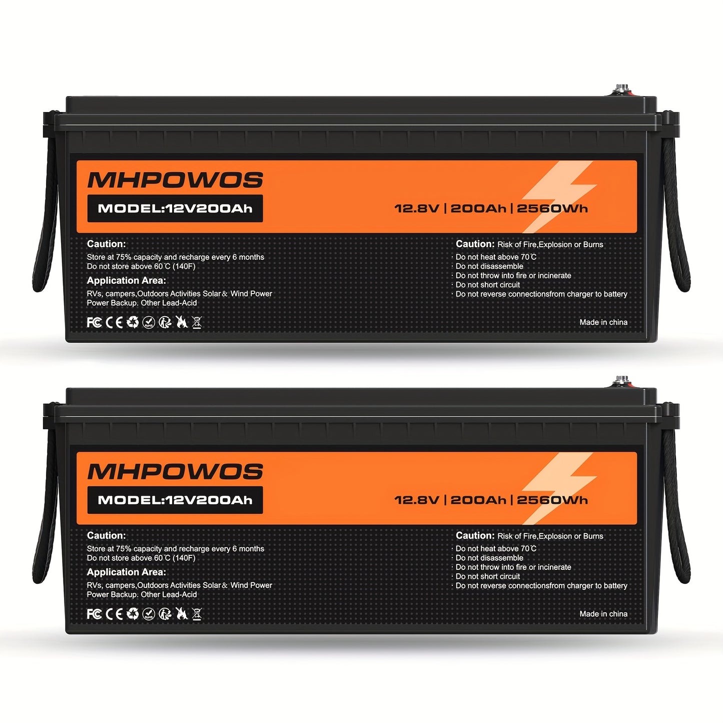 LiFePO4 accu – Lithium batterij – Solar accu – Camper accu – Noodstroom accu – 12,8V 100Ah – Laagtemperatuur en overladen bescherming