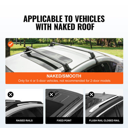 Universele Dakdrager Kruisliggers – Dakdragers – Roof Bars – Dakbeugel – Auto Draagbalken – Aluminium 6063-T6 – Draagvermogen 70 kg – Verstelbaar Zonder Boren – Anti-diefstal Slot