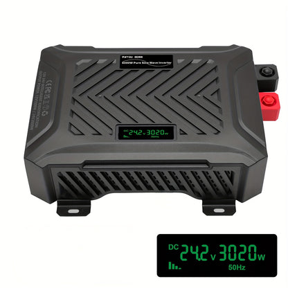 Omvormer – DC naar AC Converter – Spanningsomvormer – Stroomomzetter – 24V 3000W Dual Voltage – Zuivere Sinusgolf – Aluminium Behuizing