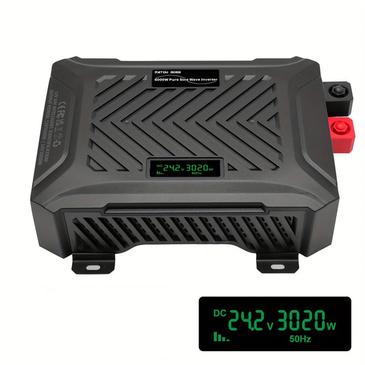 Omvormer – DC naar AC Converter – Spanningsomvormer – Stroomomzetter – 24V 3000W Dual Voltage – Zuivere Sinusgolf – Aluminium Behuizing