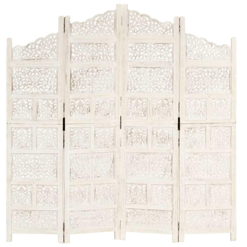 4-Panel kamerverdeler – Kamerscherm – Scheidingswand – Vouwscherm – Privacy scherm – Blanc – Lichtgewicht & Eenvoudig Montage – Afmeting 160x165 cm