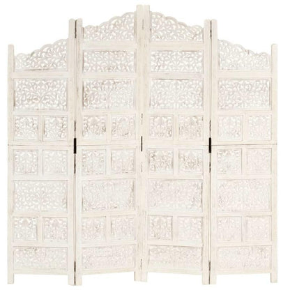 4-Panel kamerverdeler – Kamerscherm – Scheidingswand – Vouwscherm – Privacy scherm – Blanc – Lichtgewicht & Eenvoudig Montage – Afmeting 160x165 cm