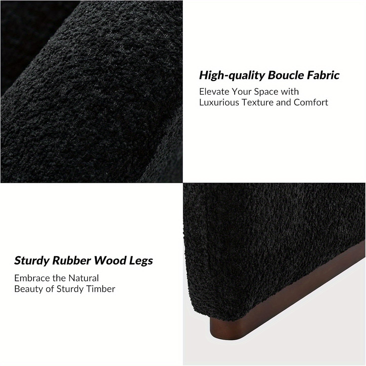 Lounge Stoel – Fauteuil – Zithoekstoel – Armstoel – Designstoel – Modern Zwart – Ergonomisch Gestoffeerd – Massief Houten Frame