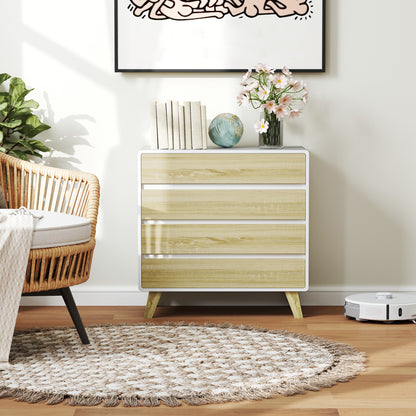 Opbergkast – Ladekast – Opbergrek – Kast – Möbel – Scandinavisch Design – 4 Lade – MDF Houtlook – 80x40x79,5 cm – Wit