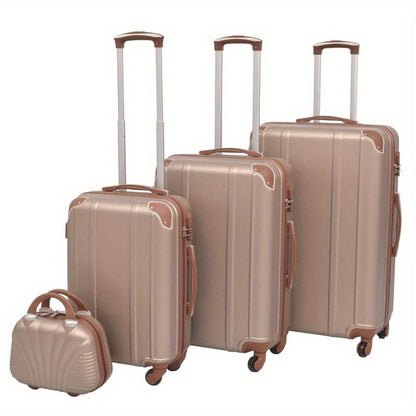 Kofferset – Reiskoffer – Trolley – Bagage – Hardcase – 4-delig – ABS + PC Materiaal – 360° Spinnerwielen – Champagne