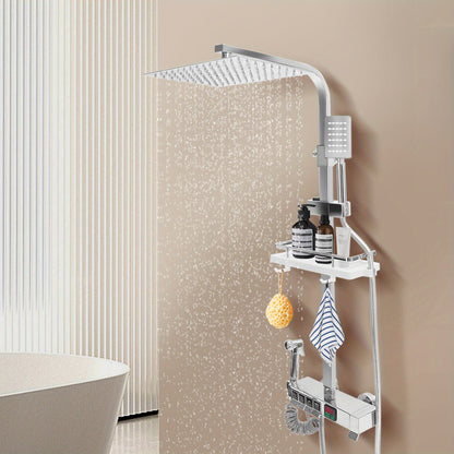 Douche Systeem – Regendouche – Doucheset – Handdouche – Douchekraan – 20x20 cm Regendouchekop – LED Temperatuurdisplay