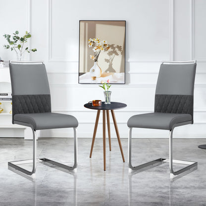 Moderne Eetkamerstoelen – Eetkamerstoelen Set – Stoelen Keuken – Stoelen Met Hoge Rugleuning – PU Kunstleer Linnen Bekleding – Hoog Comfort – Stevige Metalen Poot