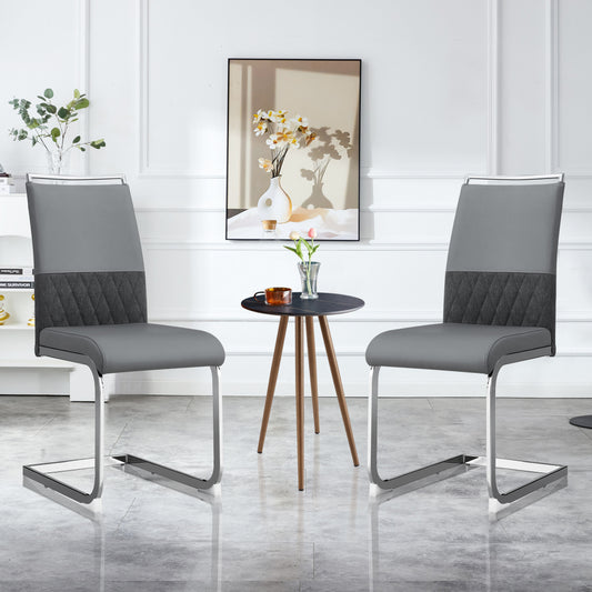 Moderne Eetkamerstoelen – Eetkamerstoelen Set – Stoelen Keuken – Stoelen Met Hoge Rugleuning – PU Kunstleer Linnen Bekleding – Hoog Comfort – Stevige Metalen Poot