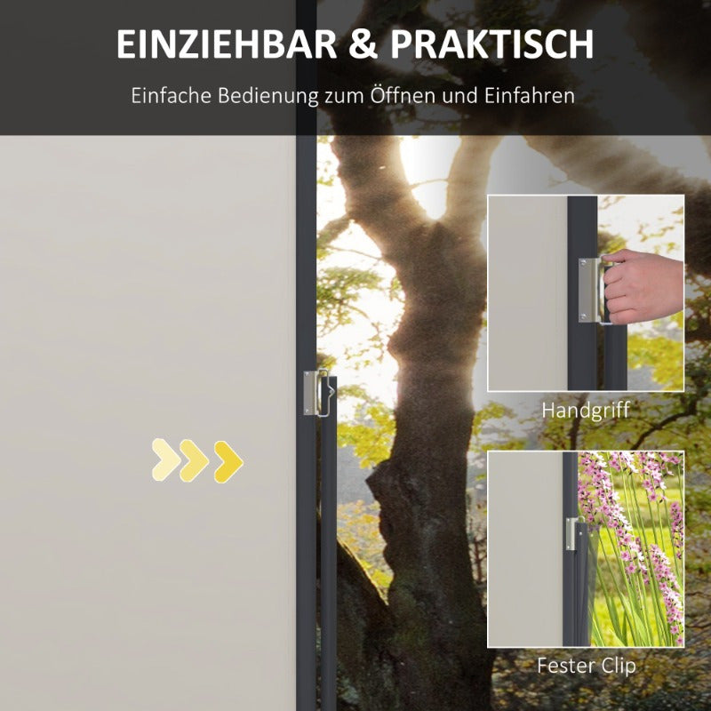 Zonnescherm – Zijscherm – Uitbreidbaar Scherm – Buitenprivacy – Zonwering – 300x140 cm – UV Bescherming – Windbestendig Metaal