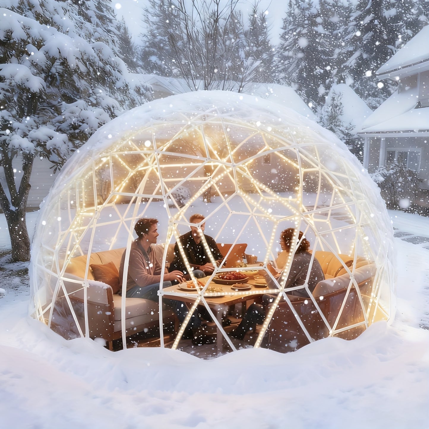 4.6m Koepeltent – Buitentent – Iglo Tent – Geodetisch Kas – Groene Dome Tent – Weerbestendig ABS Frame – Wind- en Sneeuwbestendig
