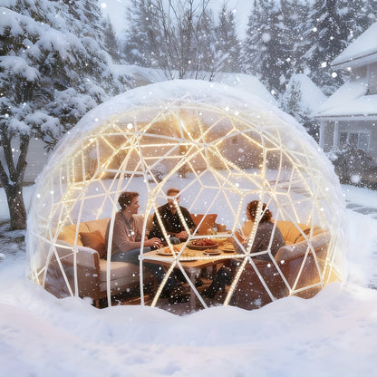 4.6m Koepeltent – Buitentent – Iglo Tent – Geodetisch Kas – Groene Dome Tent – Weerbestendig ABS Frame – Wind- en Sneeuwbestendig