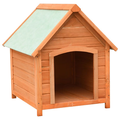 Houten Hondenhok – Hondenhuis – Hondenkennel – Hondenhok Buiten – Hondenhuisje Bruin – Stevig Grenen- en Dennenhouten Frame – Weerbestendig Groen Dak