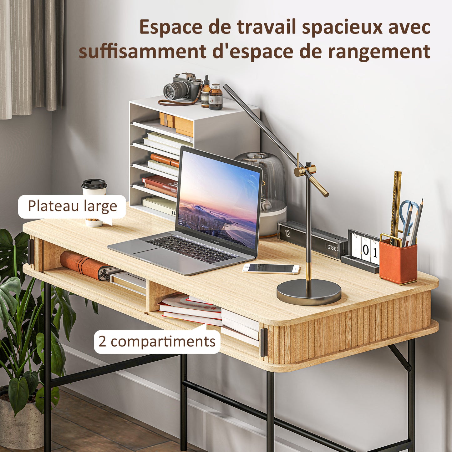 Bureau – Schrijftafel – Computertafel – Werkplek – Computerbureau – Scandinavisch Design – 120x60x76,5 cm – MDF Met Stalen Frame