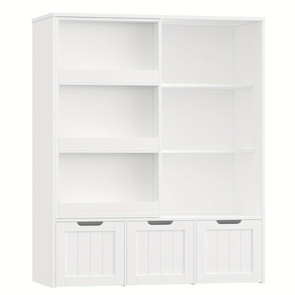 Boekenkast – Boekenrek – Opbergkast – Vakkenkast – Wandkast – Wit Hout – Mobiel Op Wieltjes – Eenvoudig Te Monteren