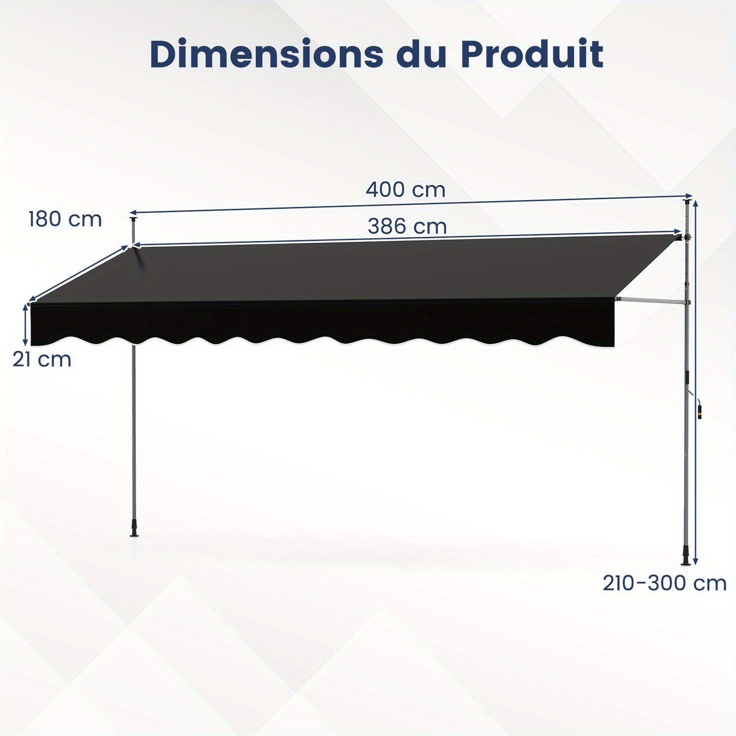 Zonnescherm – Zonwering – Uitschuifbaar – Buitenluifel – Handmatige Luifel – Verstelbaar 210-300 cm – Polyester Met PU-Coating