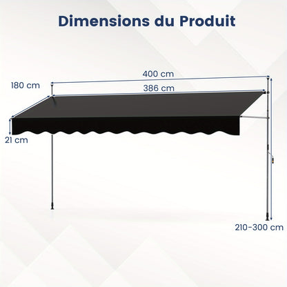 Zonnescherm – Zonwering – Uitschuifbaar – Buitenluifel – Handmatige Luifel – Verstelbaar 210-300 cm – Polyester Met PU-Coating
