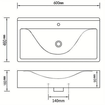 Wastafel – Waskom – Wasbak – Fontein – Opzetwastafel – Keramiek – 60x46 cm – Met Kraangat – Wit