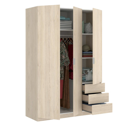 Wardrobe 3 Doors in Front of Astru, Mobile Hangers for Bedroom, 3-Drawer Wardrobe, 121X52H184 Cm, Available in 3 Colors