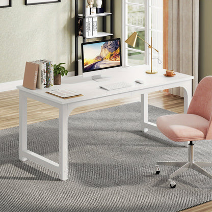 Vergadertafel – Conferentietafel – Bureautafel – Werktafel – Vergadermeubel – Compact formaat – Wit blad met zwart metalen frame