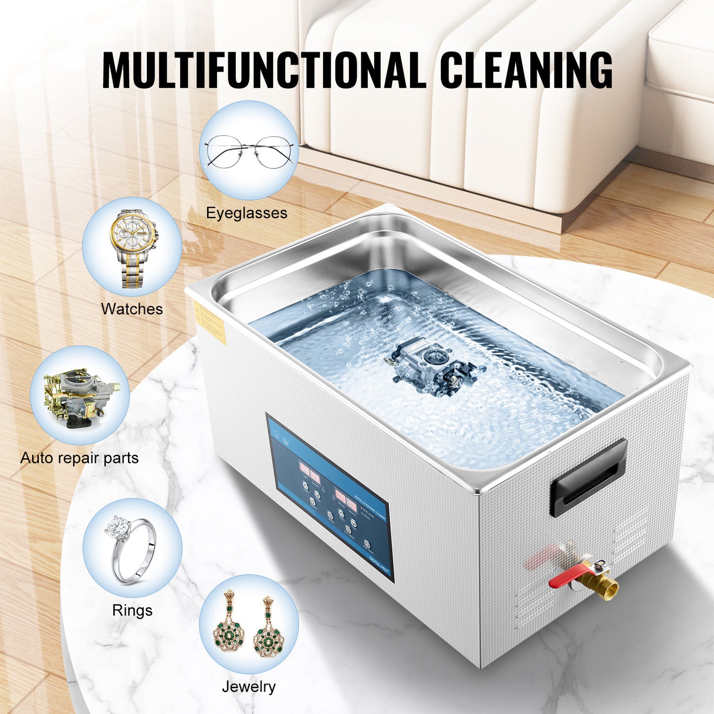 Ultrasoonreiniger – Ultrasoon Wasmachine – Ultrasoonreiniger Met Verwarming – Ultrasoon Reinigingsapparaat – Ultrasoonbad – 22 Liter Capaciteit – Dual Frequency Technologie – Ingebouwde Verwarming 80°C