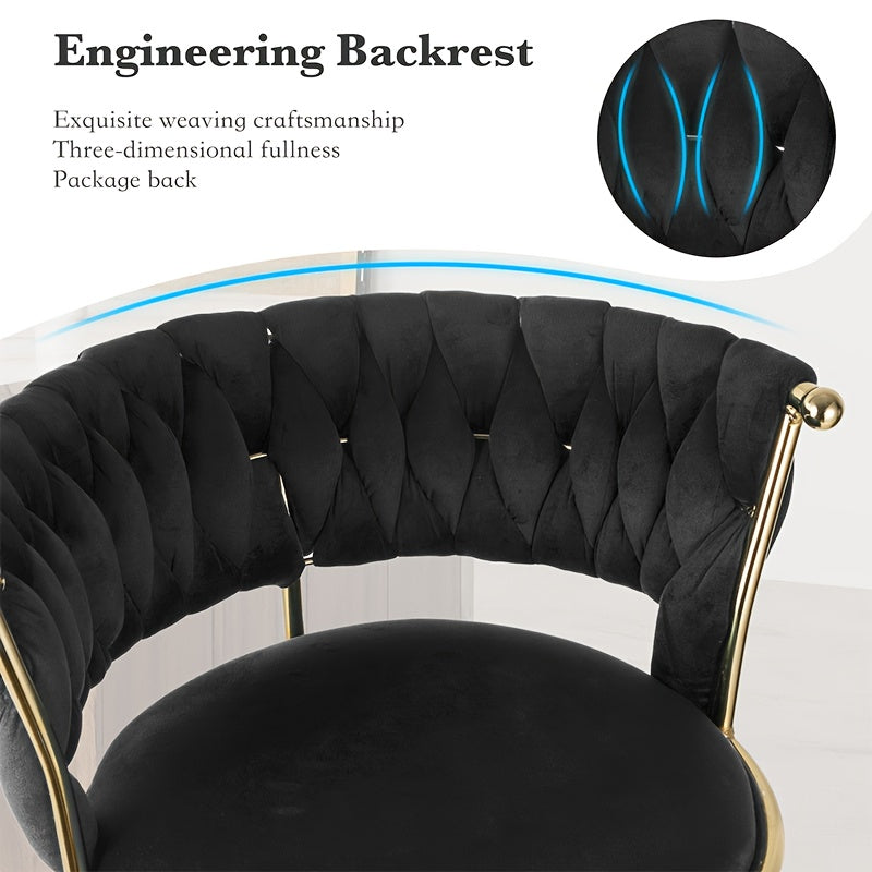 Barstoel Set 2 – Barkrukken – Barstoelen – Keukenstoelen – Verstelbare Krukken – Zwart Dutch Velvet – Verstelbare Hoogte – 360° Draaibaar Met Gouden Metalen Poten