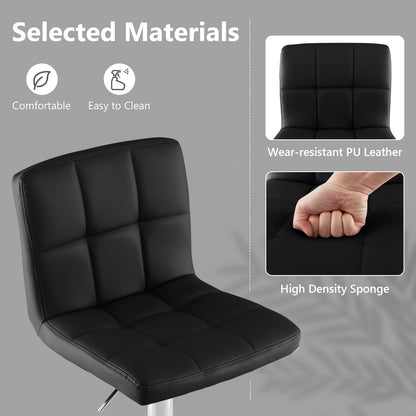 Barkrukken – Barstoelen – Krukken – Barstoeltjes – Set Van 2 – Verstelbare Hoogte 65-85 cm – Kunstleer Met Rugleuning En Voetsteun