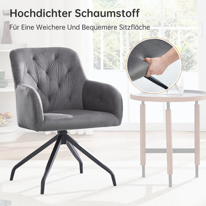 Draaifauteuil – Lounge Stoel – Eetkamerstoel – Relaxfauteuil – Fauteuil – 360° Draaibaar – Velvet Bekleding – Set Van 2 – Met Metalen Frame – Comfortabel