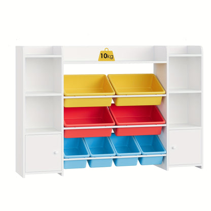 Witte Boekenkast – Boekenplank – Opbergkast – Schap – Boekenkast Met Lade – 8-Traps Opbergdozen – Stevig Massief Hout – Eenvoudige Montage