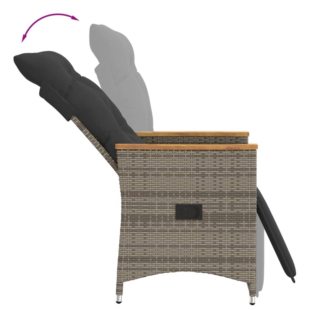 Tuinstoel – Verstelbare Tuinstoel – Balkonstoel – Loungestoel – Poly Rattan – Verstelbare Rugleuning – Afneembare Wasbare Kussens