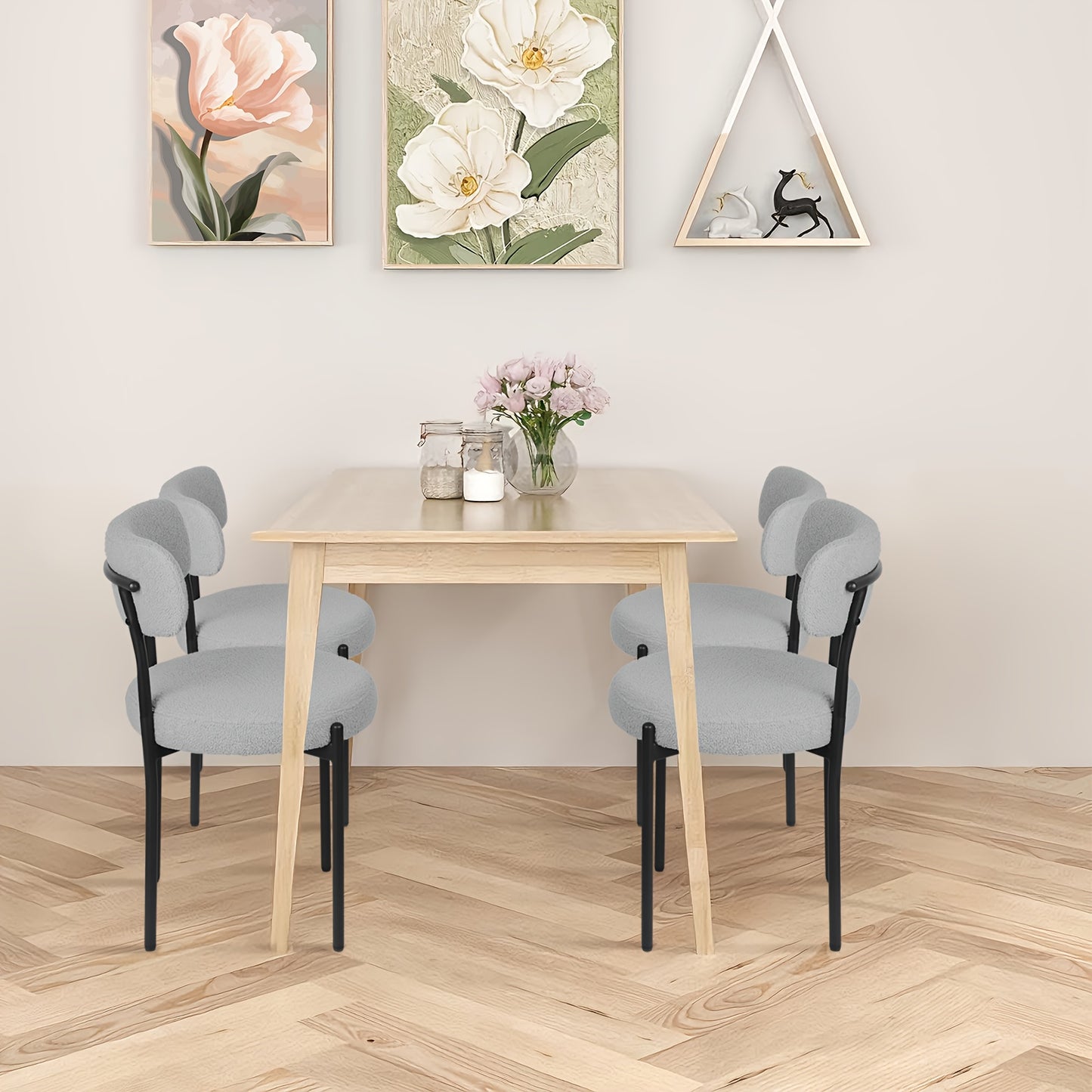 Eetkamerstoelen – Kuipstoelen – Keukenstoelen – Dinersstoelen – Stoelen Set Van 4 – Velvet Bekleding – Zwarte Metalen Poot