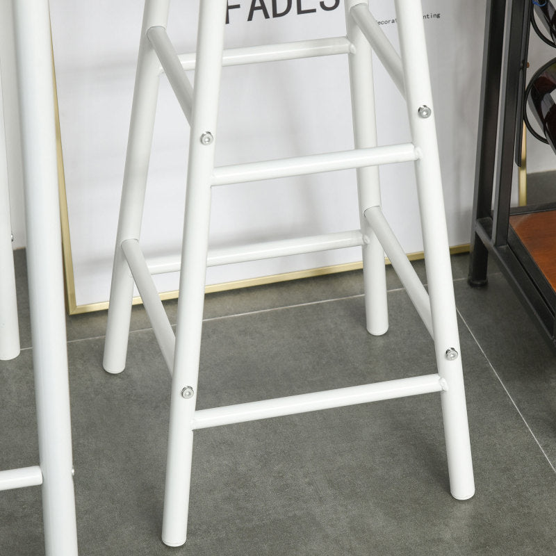Barset – Barkrukken – Bartafel – Eettafel – Hoogtafel – Wit – Compact Ruimtebesparend Ontwerp – MDF Tafelblad Met Stalen Frame