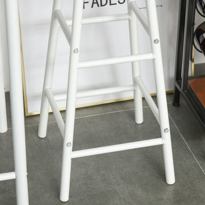 Barset – Barkrukken – Bartafel – Eettafel – Hoogtafel – Wit – Compact Ruimtebesparend Ontwerp – MDF Tafelblad Met Stalen Frame