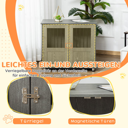 Hondenbench – Hondenkooi – Hondenkennel – Reismand – Dierenkooi – Met Magneetdeur – Verstelbare Voeten – 85x55x75 cm – Grijs