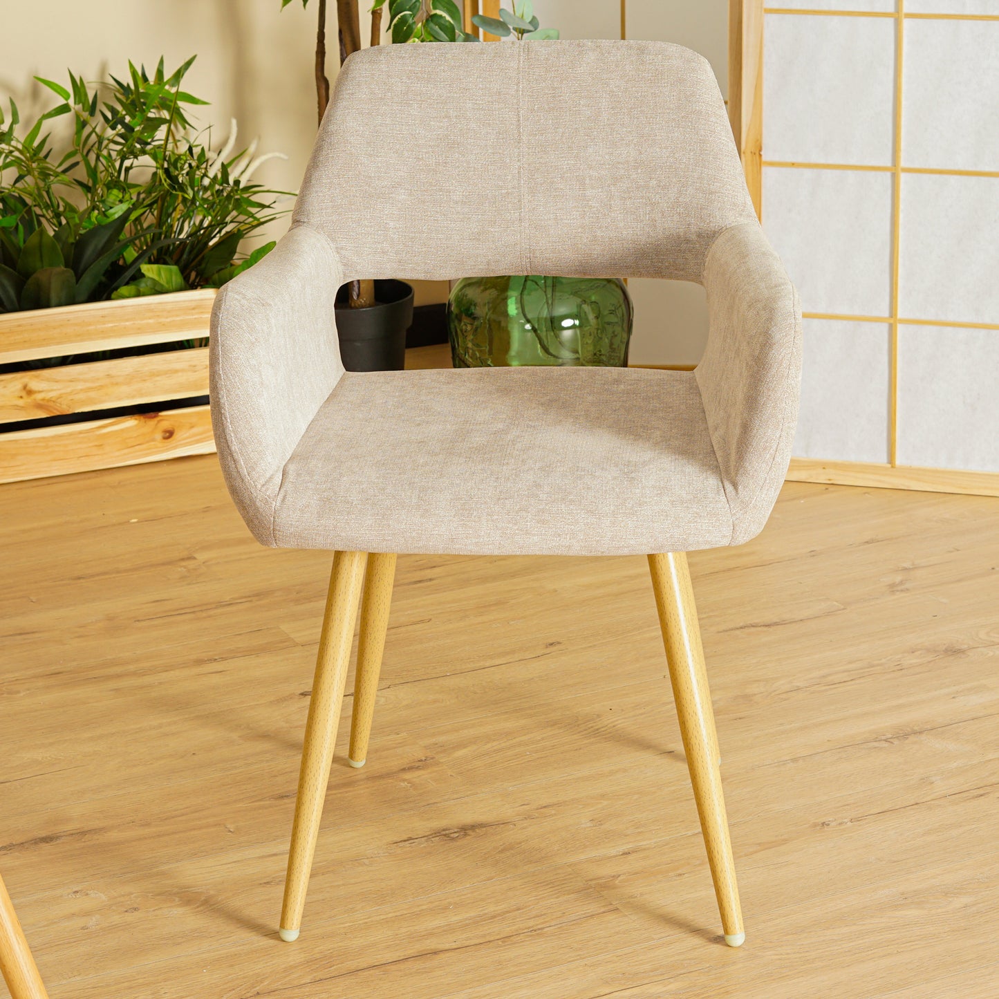 Eetkamerstoelen – Stoelen – Kuipstoelen – Keukenstoelen – Meubilair – Scandinavisch Design – Ademend Rugleuning – Metalen Onderstel – Set van 4 – Beige