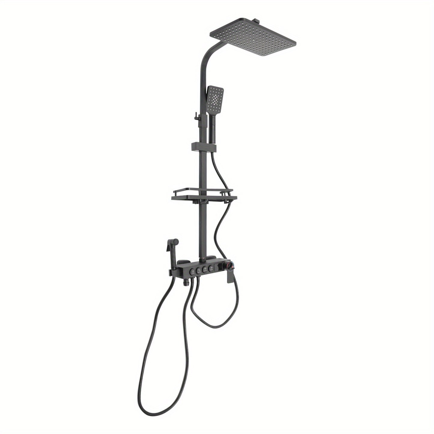 Black Shower Set with Adjustable Height Shower Rail