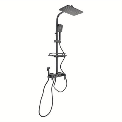 Black Shower Set with Adjustable Height Shower Rail