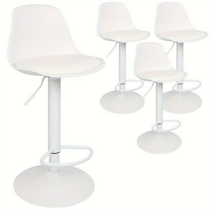 Barstoel – Barkruk – Barstoelen – Keukenstoel – Kruk – Set van 4 – Verstelbare Zithoogte 55-75 cm – PU-leer Bekleding met 360° Draaibare Zitting