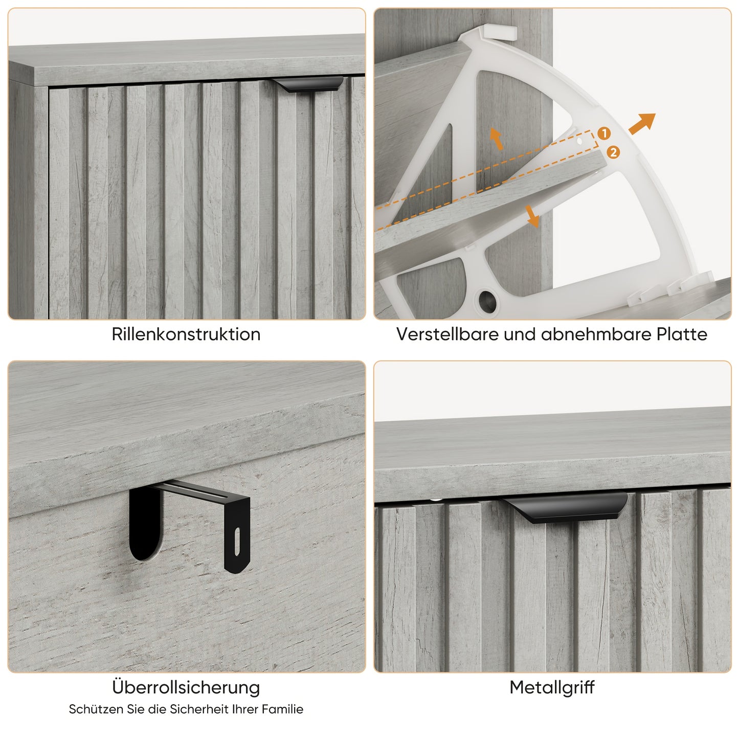 Schoenenkast – Schoenenrek – Schoenenopberger – Schoenenmeubel – Schoenenbank – Modern Design – 60 cm Breed – Grijs – Met 2 Dubbele Lades – Ruimtebesparend – Vrijstaand