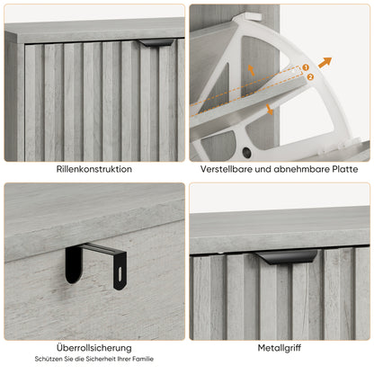 Schoenenkast – Schoenenrek – Schoenenopberger – Schoenenmeubel – Schoenenbank – Modern Design – 60 cm Breed – Grijs – Met 2 Dubbele Lades – Ruimtebesparend – Vrijstaand