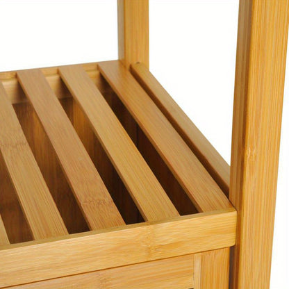 Badkamerkast Bamboe – Badkamermeubel – Opbergkast – Medicijnkast – Sanitairkast – Ruimtebesparend Verticaal Design – Duurzaam Natuurlijk Bamboe, 140x36x33 cm