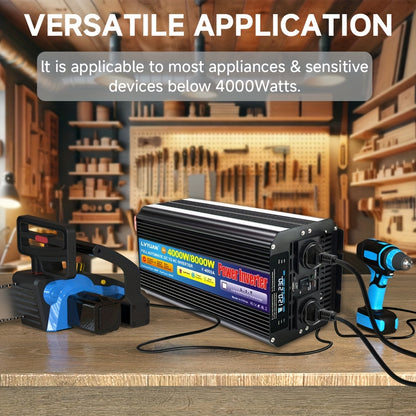 12V Omvormer – Stroomomzetter – Converter – Spanningsomvormer – Inverter – Krachtige 4000W Vermogen – Ingebouwde Beveiliging