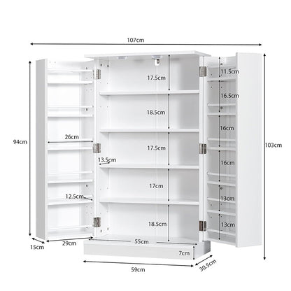 Opbergkast – Kasten – Bergkast – Voorraadkast – Opbergmeubel – 104 cm Hoog – Verstelbare Planken & Anti-Omvalbeveiliging – Wit