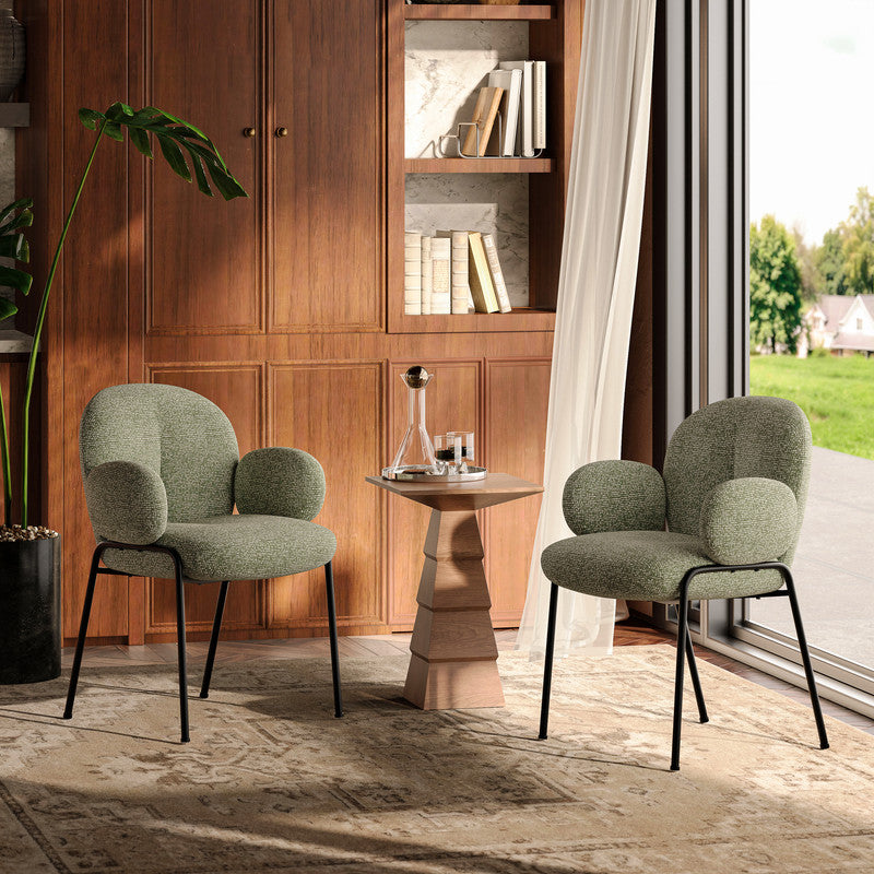 Set van 2 Chic Scandinavische Accentstoelen – Gebogen Design met Verstelbare Poten – Groen, Stijlvol en Comfortabel
