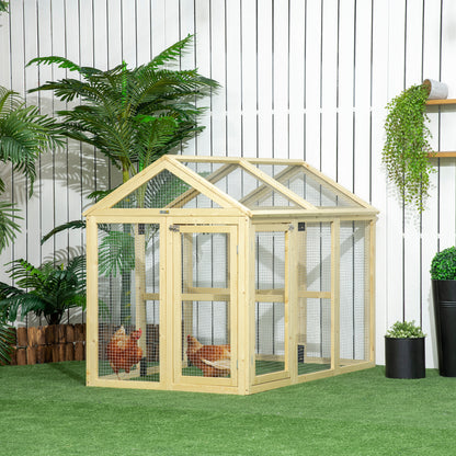 Kippenren Hennenhok Kippenkooi Kippenhok Kippenslaaphok – Houten Kippenrennen Natuurlijke Kleur – Ruimte 140x88,5x106 cm – Veilig Met Lockbare Deuren