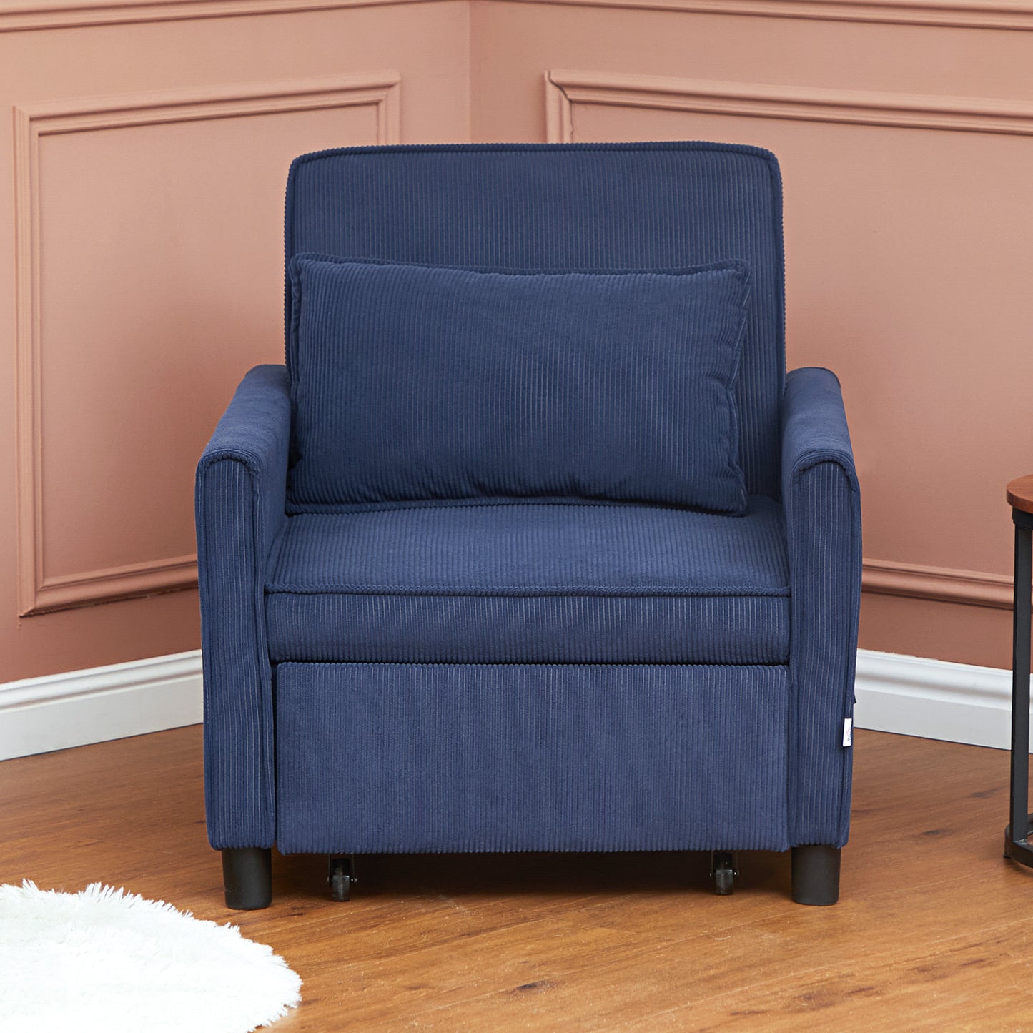 Ligstoel – Slaapstoel – Relaxfauteuil – Ligbed – Opvouwbare Tuinstoel – 3-in-1 Met Verstelbare Rugleuning – Stevig Eucalyptus Hout Met Wieltjes – Blauw