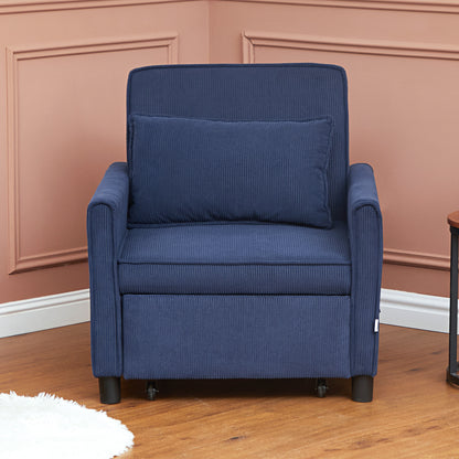 Ligstoel – Slaapstoel – Relaxfauteuil – Ligbed – Opvouwbare Tuinstoel – 3-in-1 Met Verstelbare Rugleuning – Stevig Eucalyptus Hout Met Wieltjes – Blauw