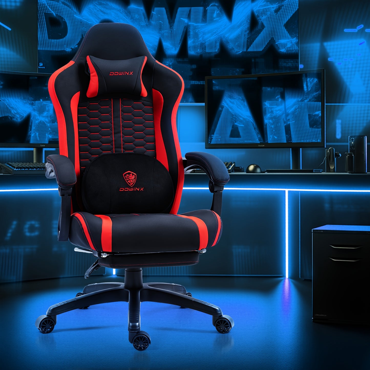 Gamingstoel – Gamestoel – Bureaustoel – Computestoel – Zwart – Ergonomische Lendensteun – Pocketvering Zitting Met Voetsteun