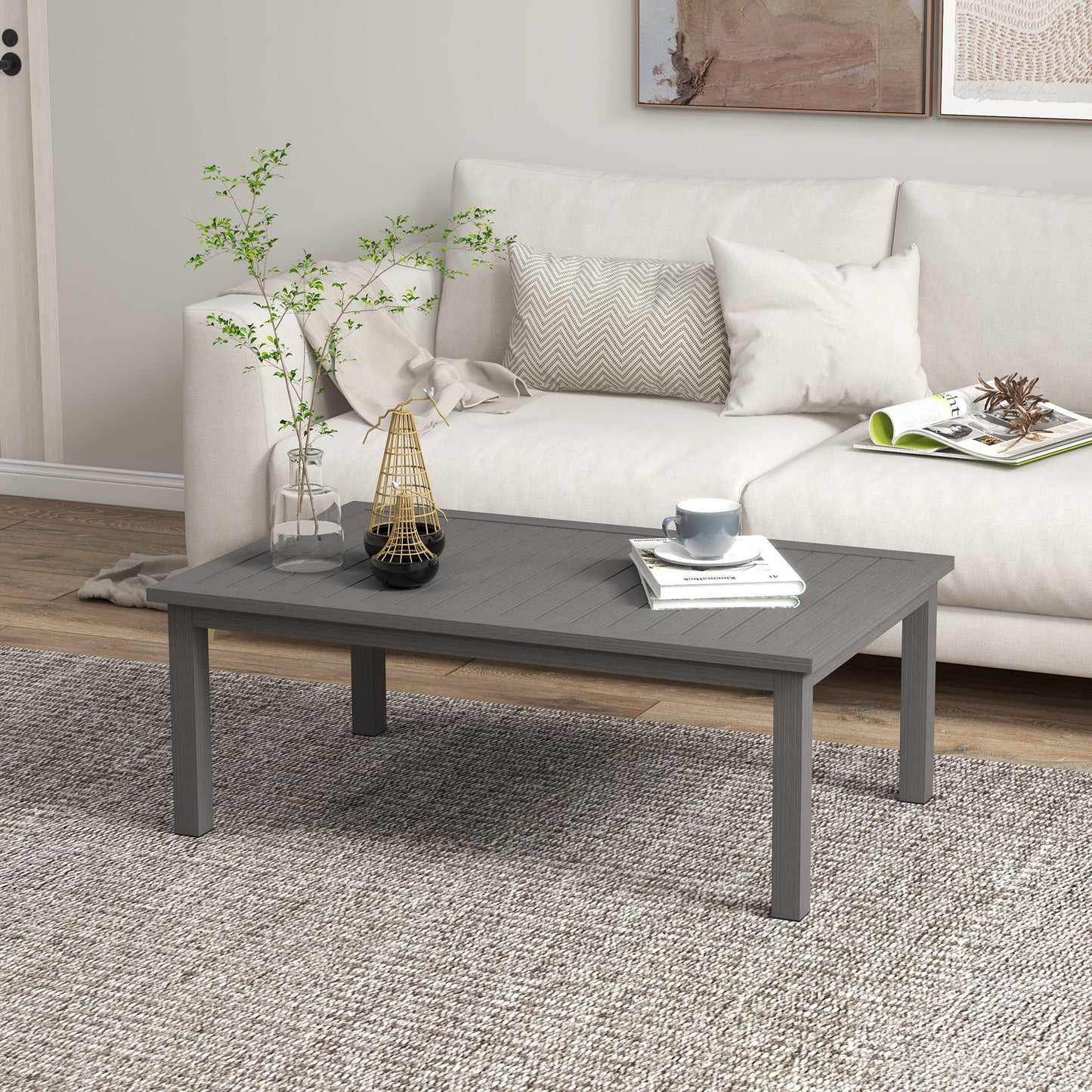 Tafel – Salontafel – Bijzettafel – Vouwtafel – Buitentafel – Aluminium – Weerbestendig – 100x60x37 cm – Bruin