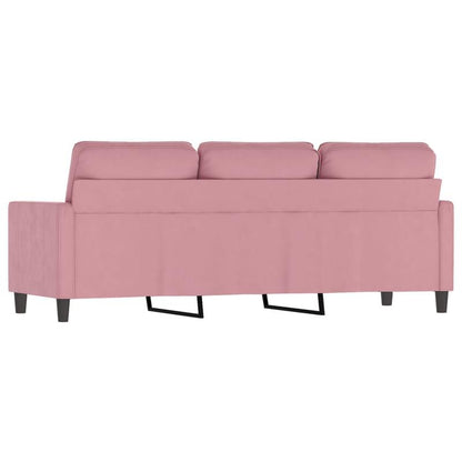 3-zitsbank – Sofa – Zitbank – Bankstel – Loungebank – Zacht Roze – Fluweel Bekleding – Stevig Houten Frame – 180 cm Breed