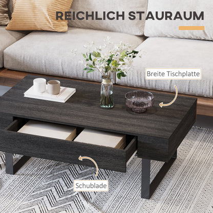Salontafel – Koffietafel – Tafel – Opbergtafel – Woonkamertafel – Donkergrijs – Stevig Stalen Frame – Lift-Top Tafelblad Met Lade